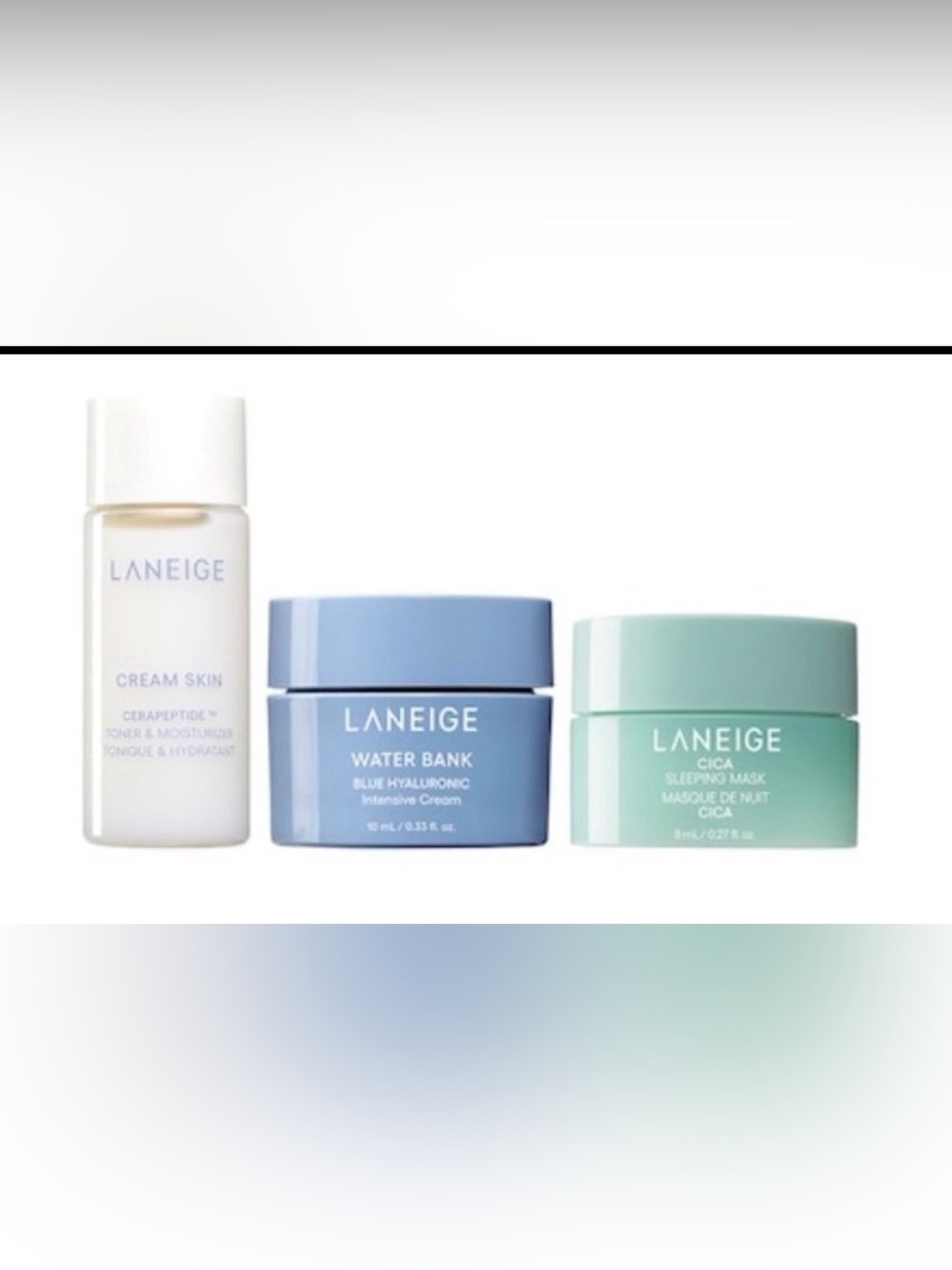 Laneige Trio Cream Skin Water Bank Cica Sleeping Mask Deluxe Skincare Samples
